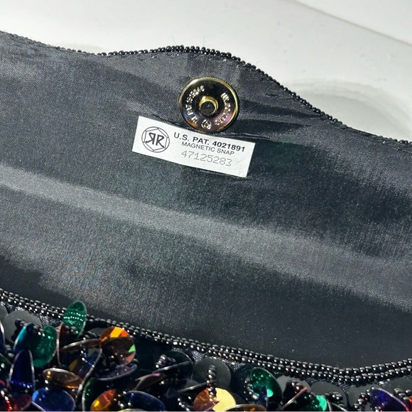 DELILL Bronze Multicolor Sequin Beaded Hand Made Clutch Handbag Purse Vintage - Picture 5 of 7